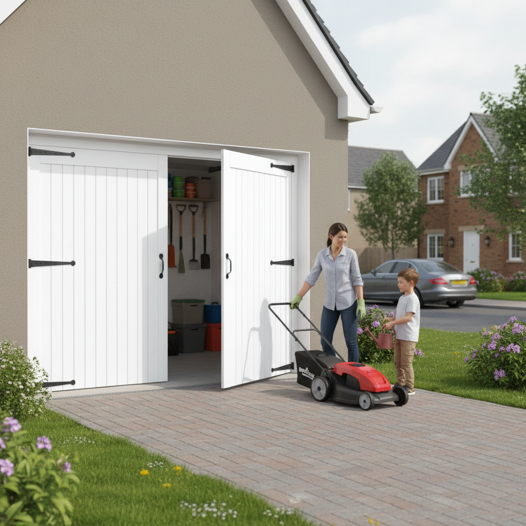 External White Painted Composite Solid Garage Door