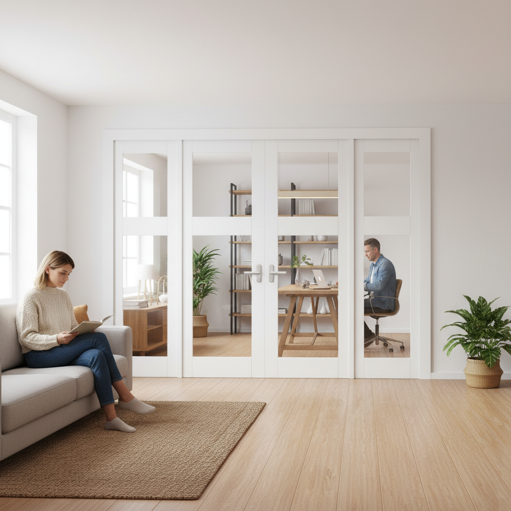 Internal Room Divider Set with Clear Glass Panels