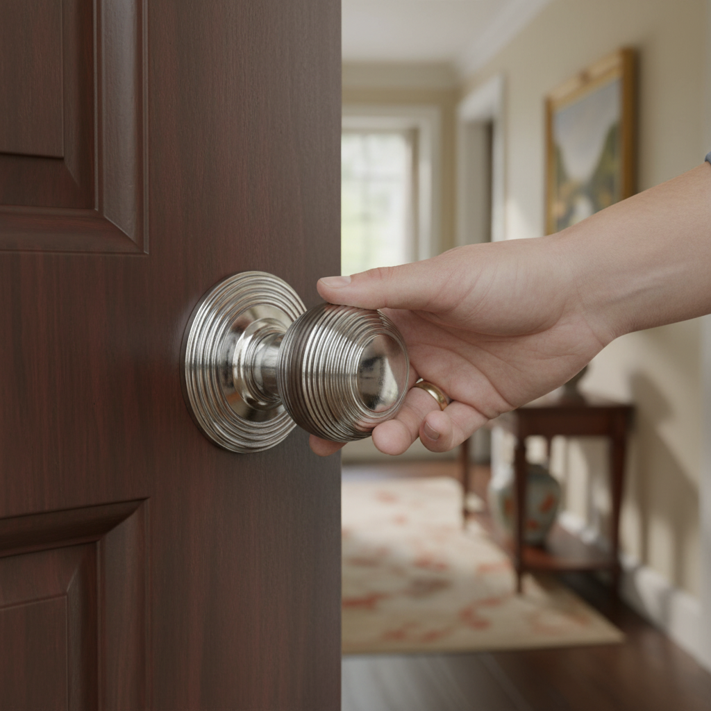 50mm Round Reeded Mortice Door Knob
