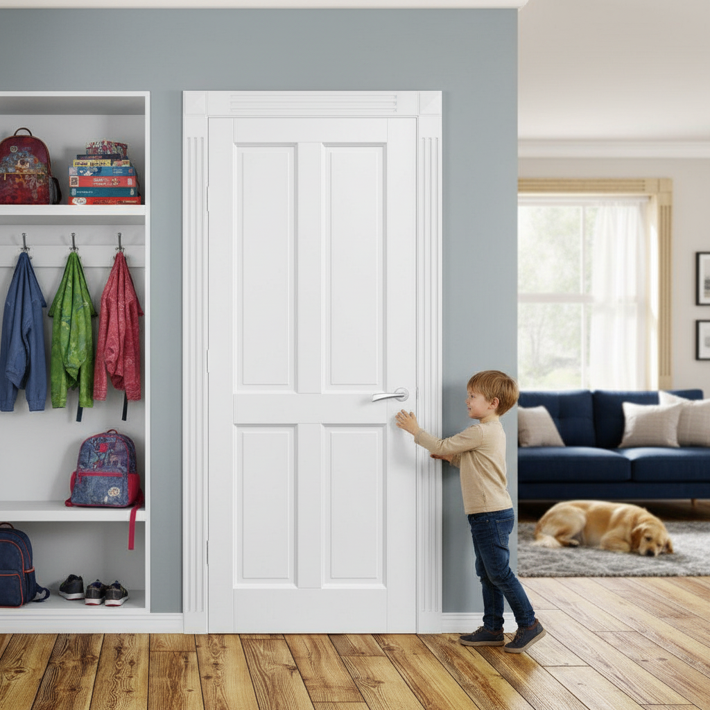 Premium Made-to-Measure Internal Door with 4 Panels, Custom Sizes, and Double Coat Primer for Hassle-Free Installation