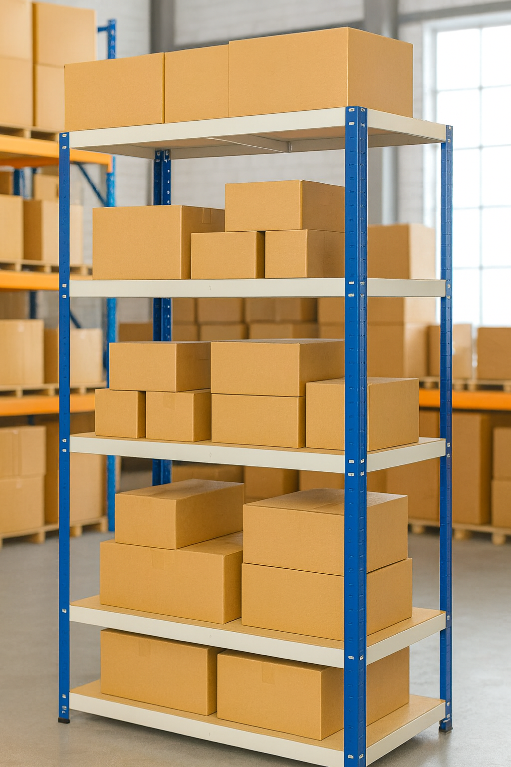 Heavy Duty Boltless Shelving Unit UK 5-Tier Steel Frame with MDF Shelves for Warehouse and Garage Storage