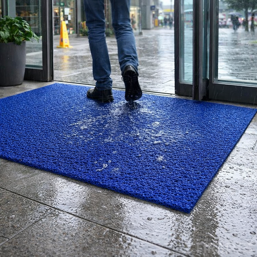 Heavy-duty PVC coil entrance mat for commercial use in UK