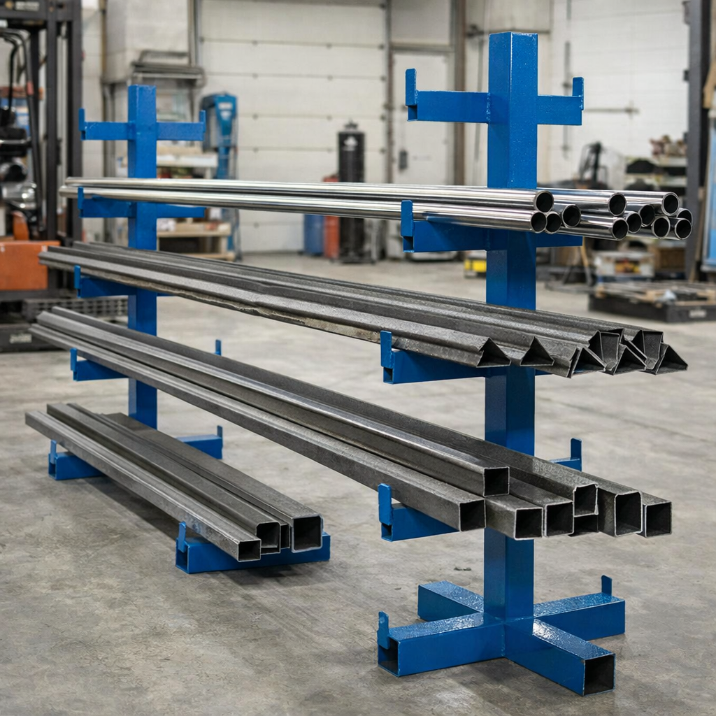 Heavy-duty cantilever racking system for industrial storage in UK warehouse