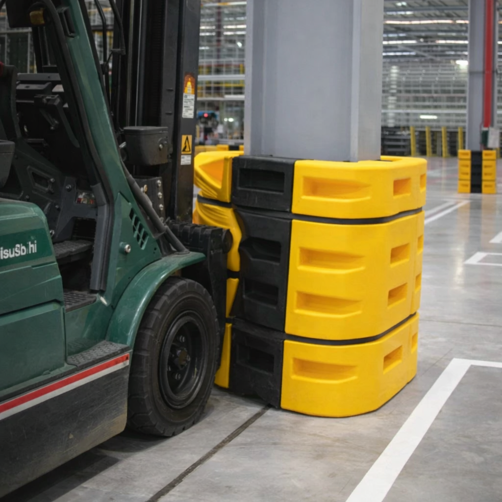 Heavy-Duty Warehouse Column Protector UK - Impact-Resistant Forklift Safety Guard for Industrial Facilities