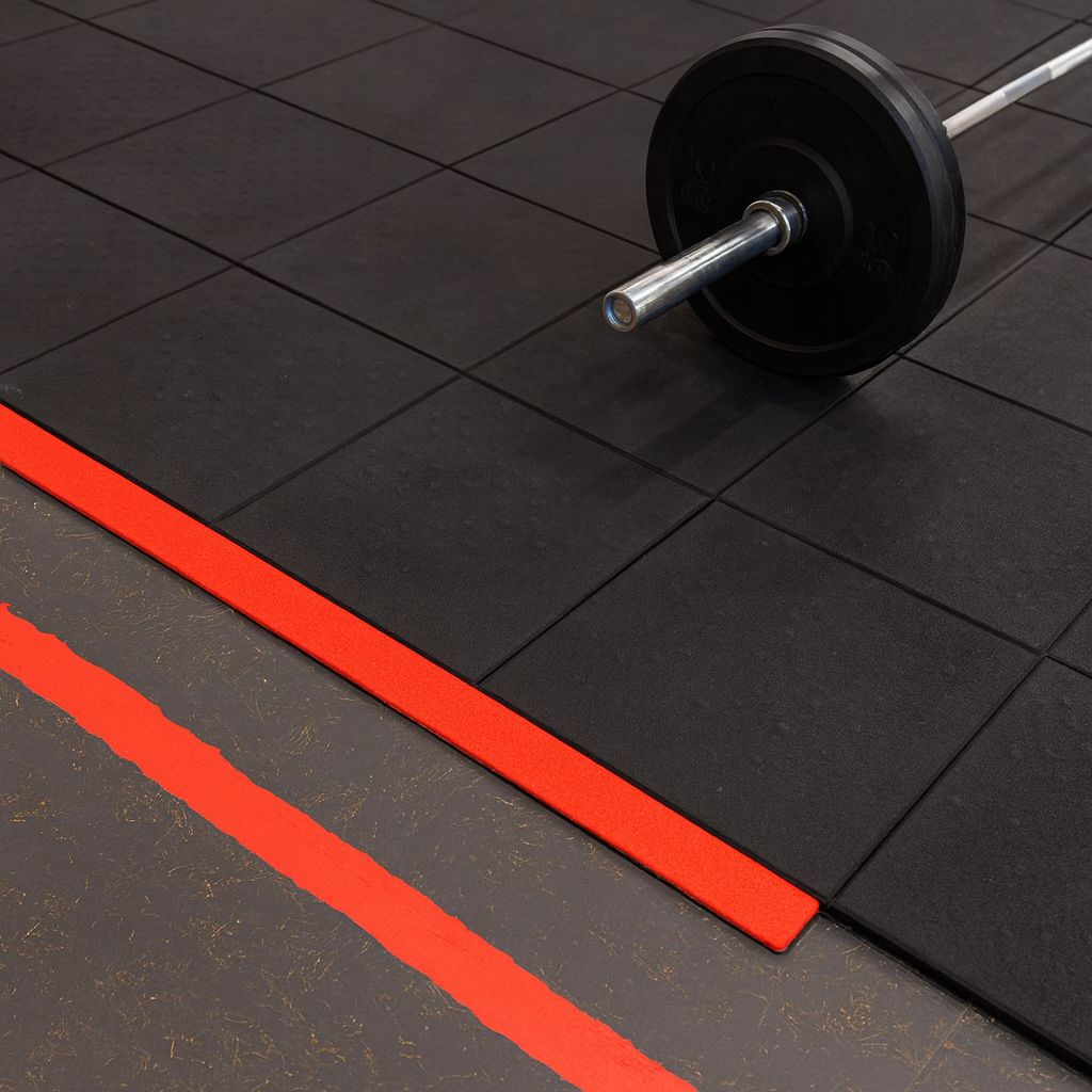 Heavy-duty interlocking gym floor tiles UK with anti-slip surface for professional fitness facilities