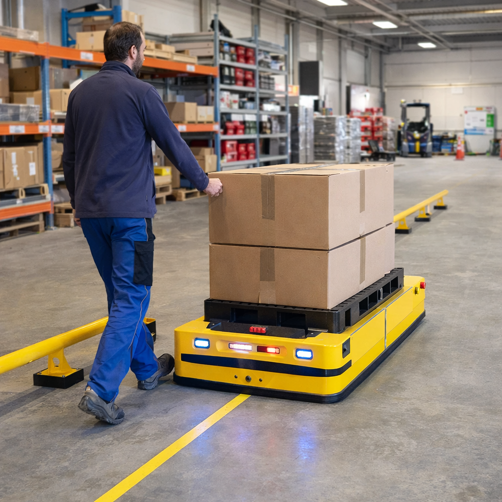 Heavy-duty industrial packing workstation with steel shelving and integrated desk for UK warehouses
