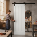 White Internal Primed Cottage 1 Panel Sliding Door