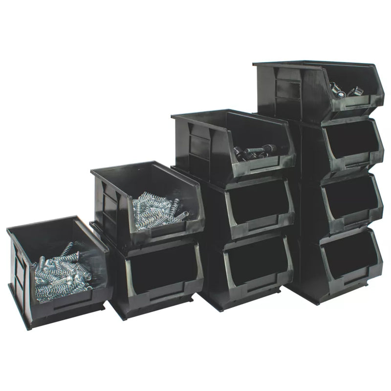 Premium Black Semi-Open-Fronted Recycled Storage Containers For Storage Solution - 10 Pack