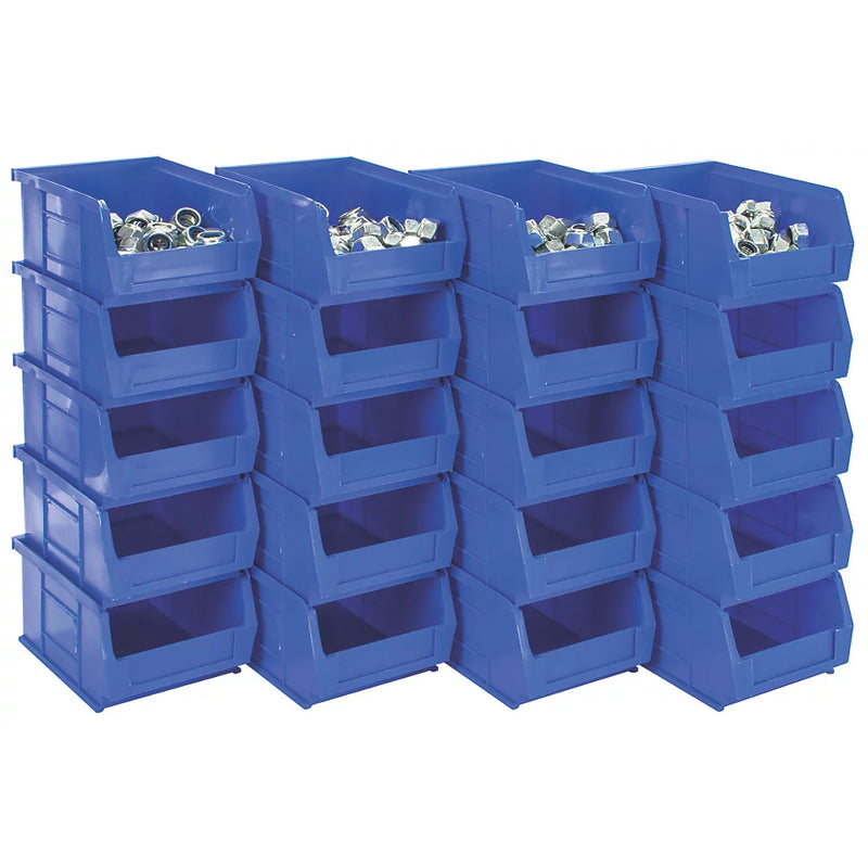 Professional Blue Semi-Open-Fronted Storage Bins For Ultimate Storage Solution - 20 Pack