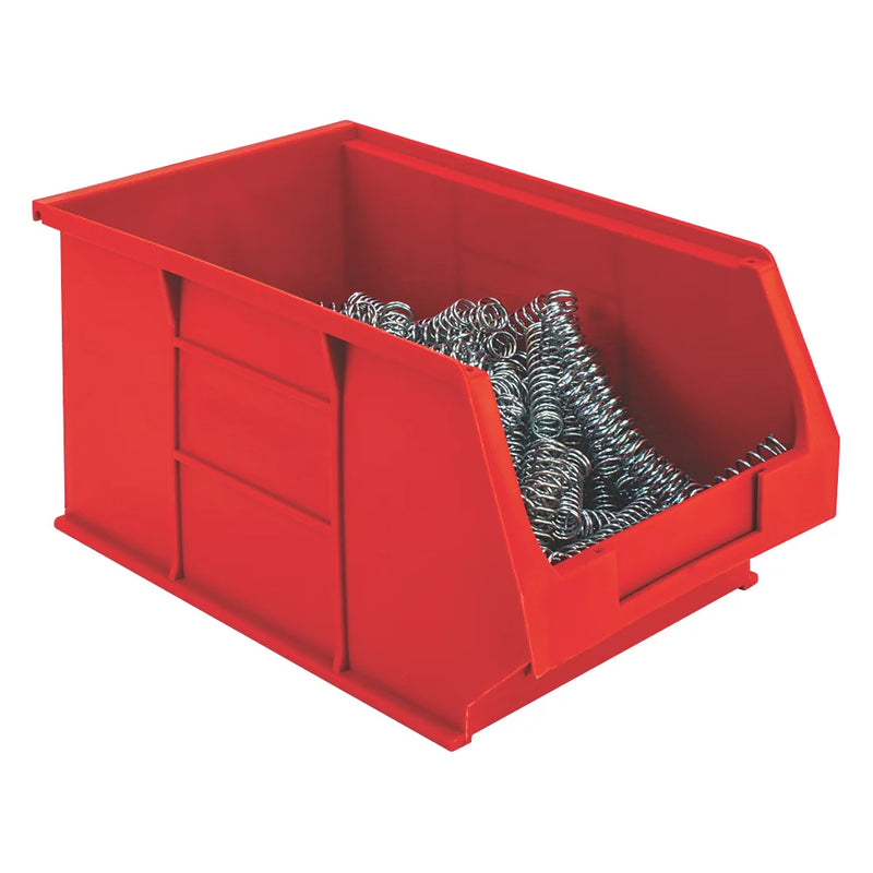 Heavy Duty Red Semi-Open-Fronted Storage Bins For Garage or Office - 10 Pack