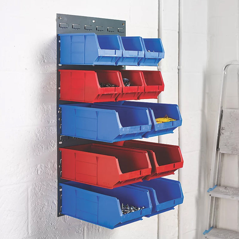 Heavy Duty Red Semi-Open-Fronted Storage Bins For Garage or Office - 10 Pack