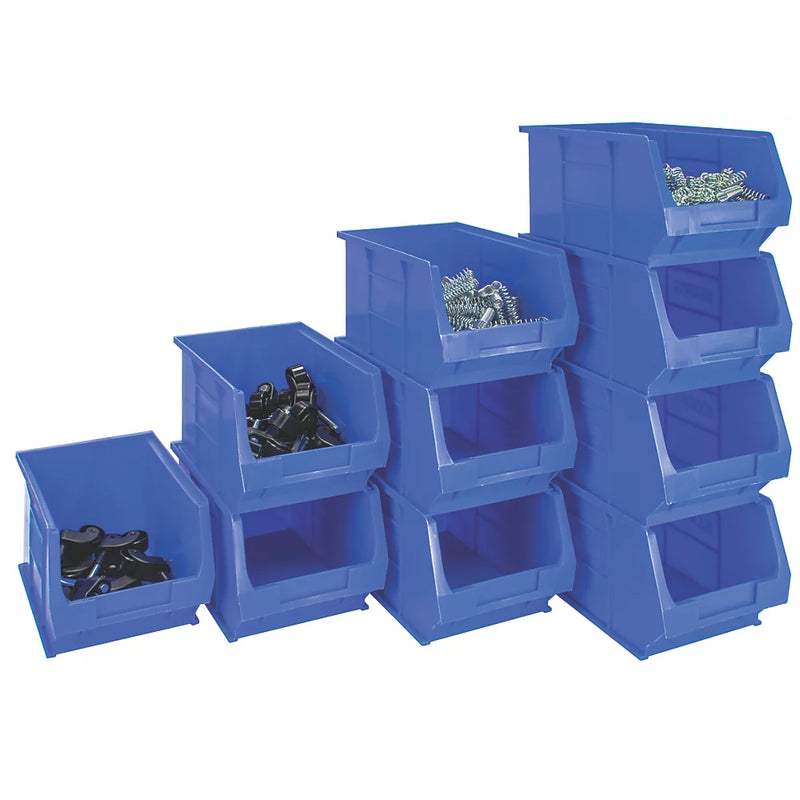 High Performance Blue Polypropylene Semi-Open-Fronted Storage Bins - Pack of 10