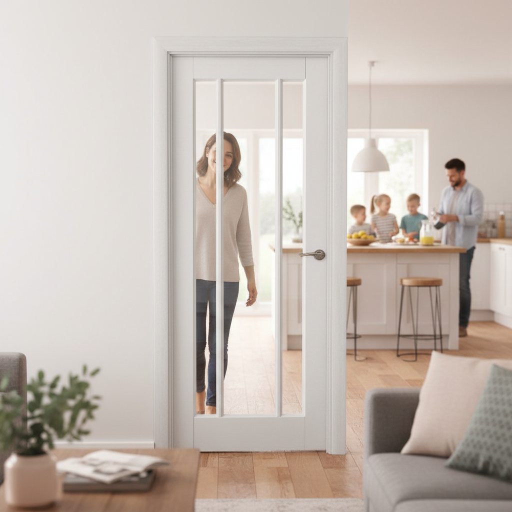 Premium Made-to-Measure Internal Door with Clear Glass Panes - Custom Sizes for Perfect Fit