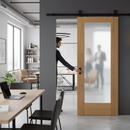 Internal Unfinished Sliding Door with Obscure Glass Panel