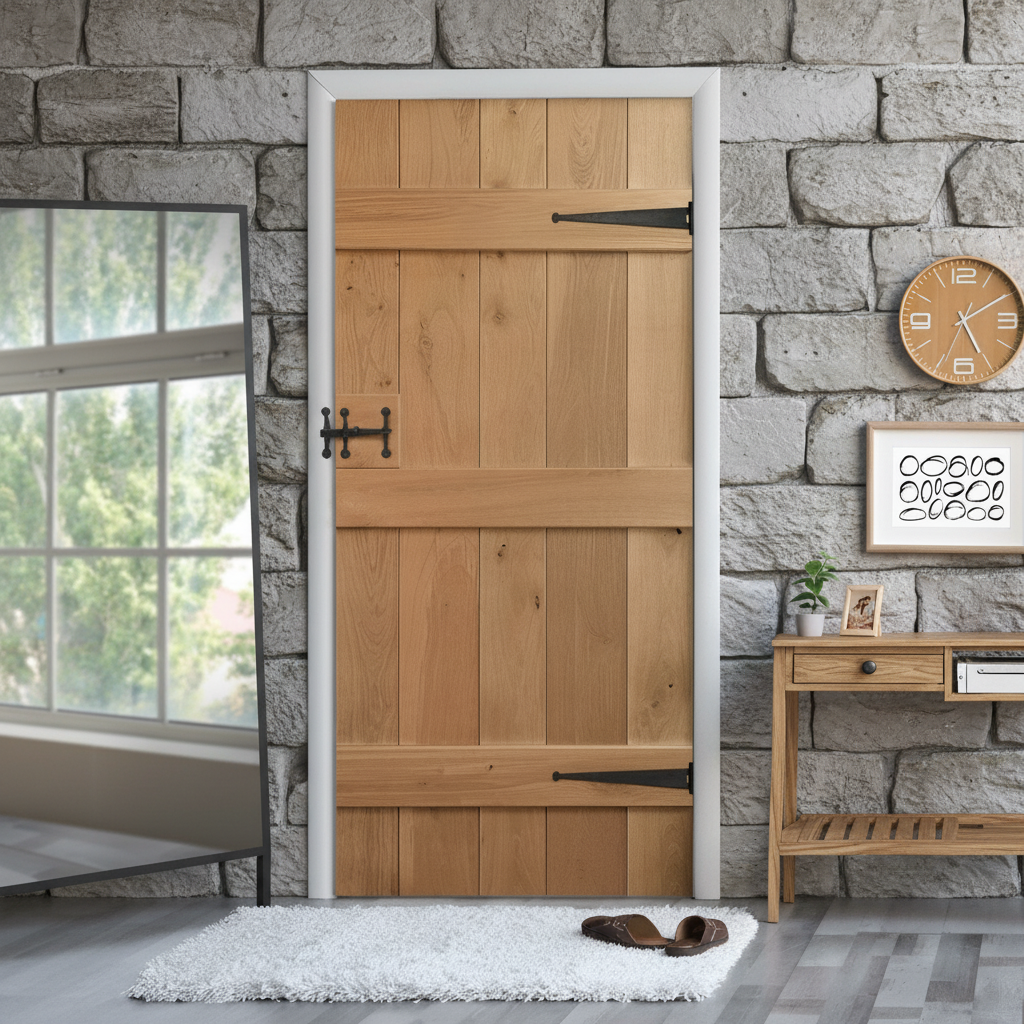 Solid Oak Internal Unfinished Rustic Ledged Door