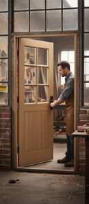 Premium Glazed 6 Light External Door with A-Grade Oak Veneer and Solid Core Construction