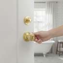 Round Reeded Mortice Bathroom Door Knob Set with Polished...