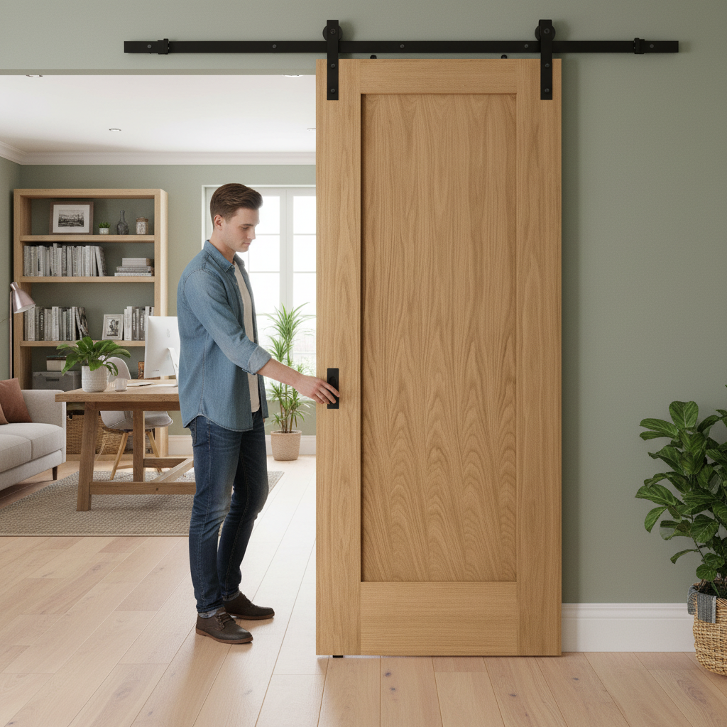 Unfinished Oak Pattern 10 1P Sliding Door Set