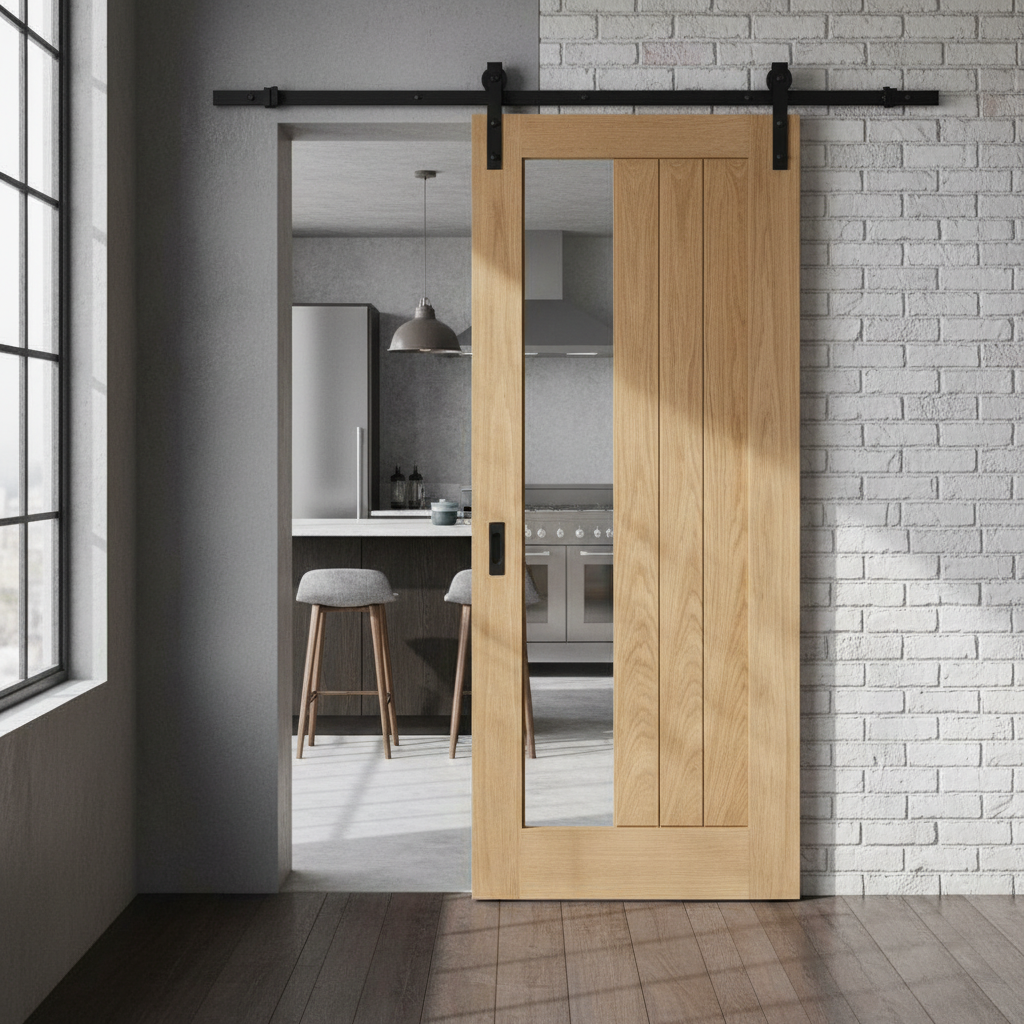 Oak Internal Unfinished Sliding Door Set