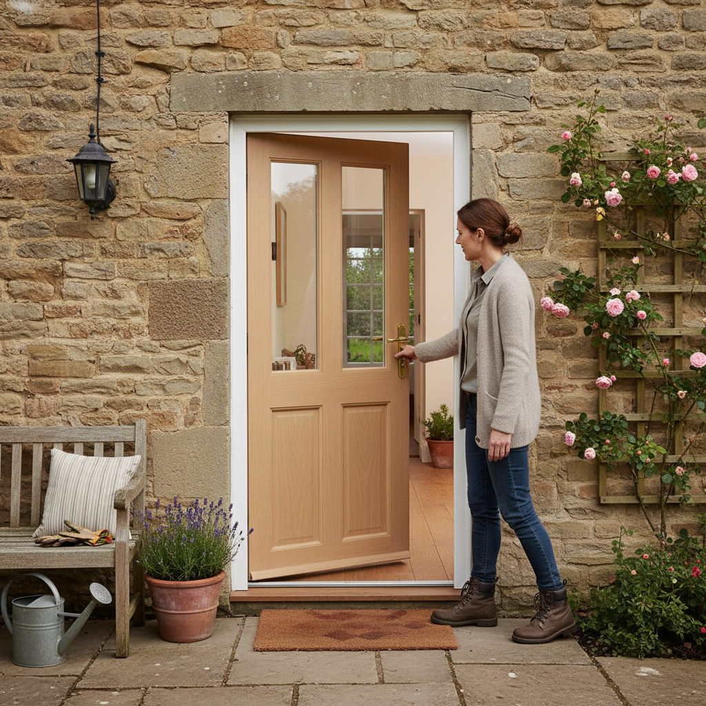 Hardwood External Unfinished Door with 4 Panels
