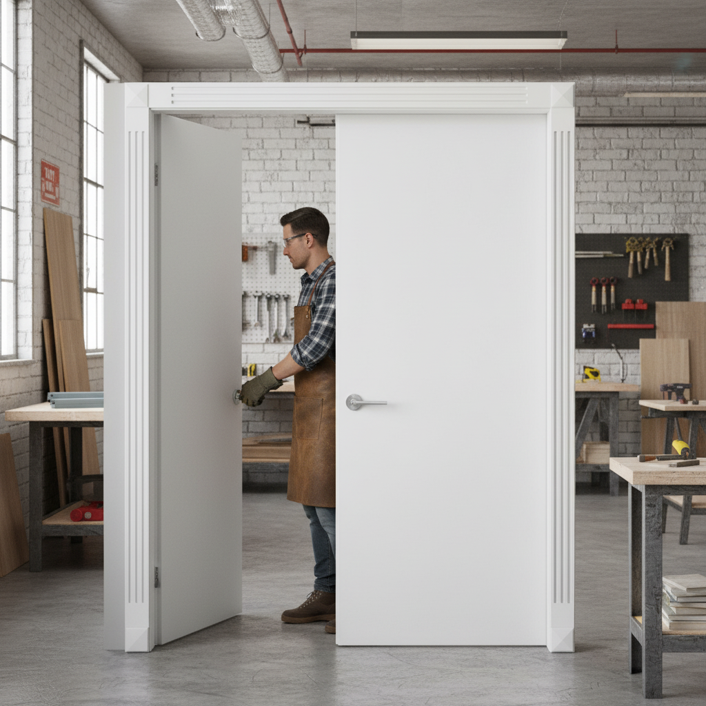Internal White Primed Lifestyle Flush Pair Door Set - Con...