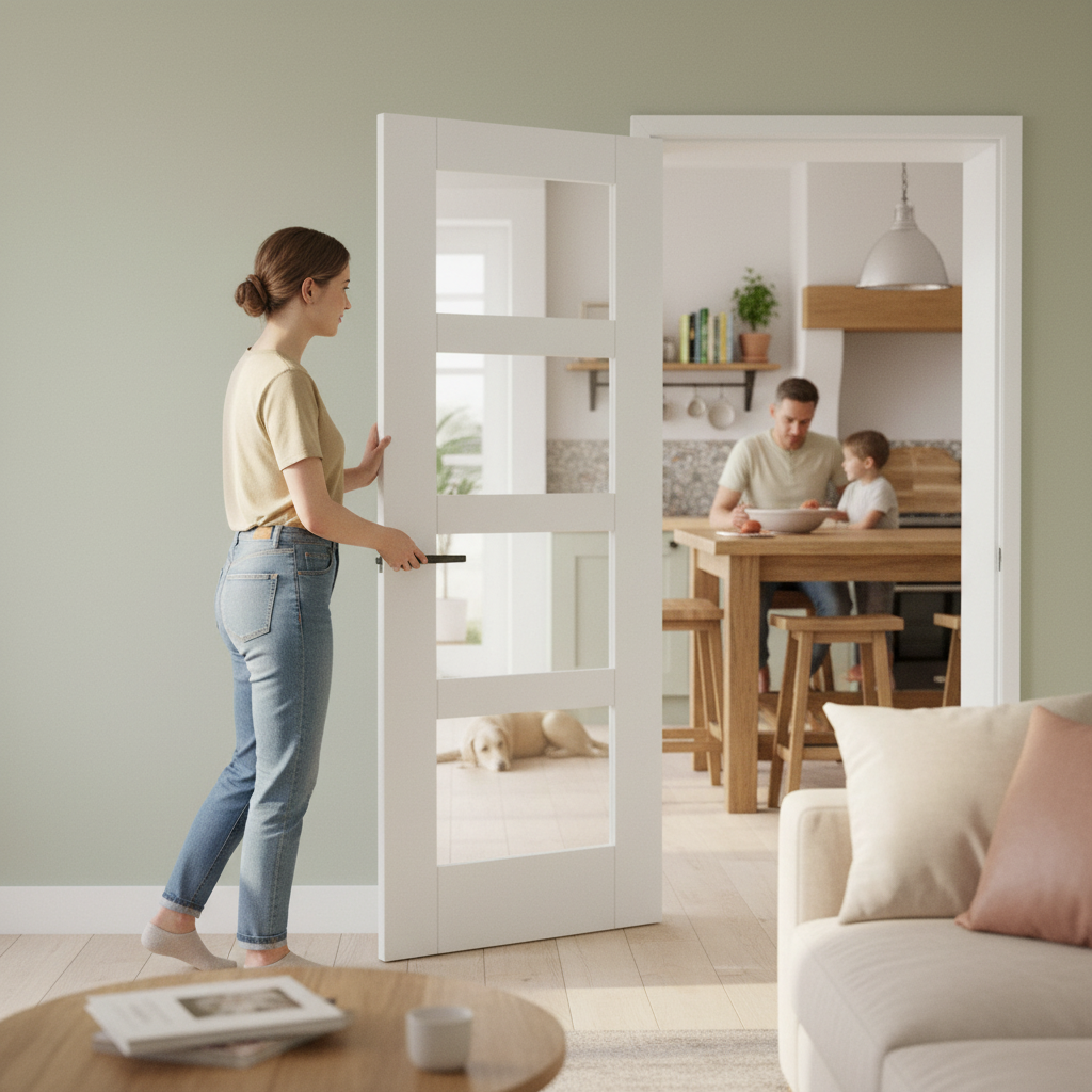 Premium Internal Primed Shaker 4 Light Clear Glass Made-to-Measure Door for Custom Installations