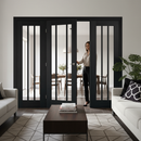 Premium Clear Glazed Brushed Black Oak Room Divider with Side Panels - Custom Sizes Available