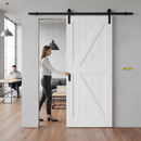 Internal White Primed Barn FLB Sliding Door Set