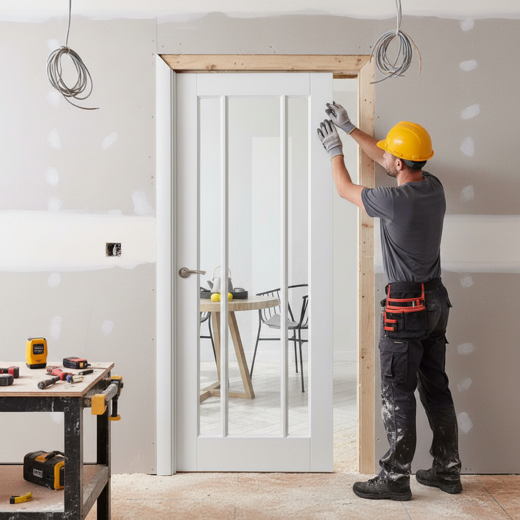 Premium Made-to-Measure Internal Door with Clear Glass Panes - Custom Sizes for Perfect Fit