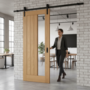 Fully Finished Oak Sliding Door with Clear Offset Glass