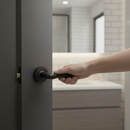 Premium Internal Bathroom Lever Handle Pack with Round Rose, Matt Black Finish and Privacy Lock for Modern Doors