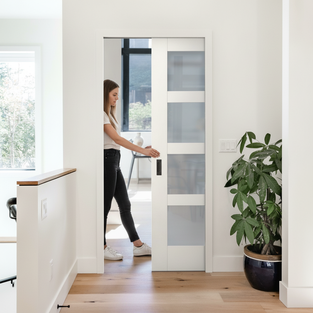 White Primed Internal Shaker 4 Light Obscure Glass Pocket...