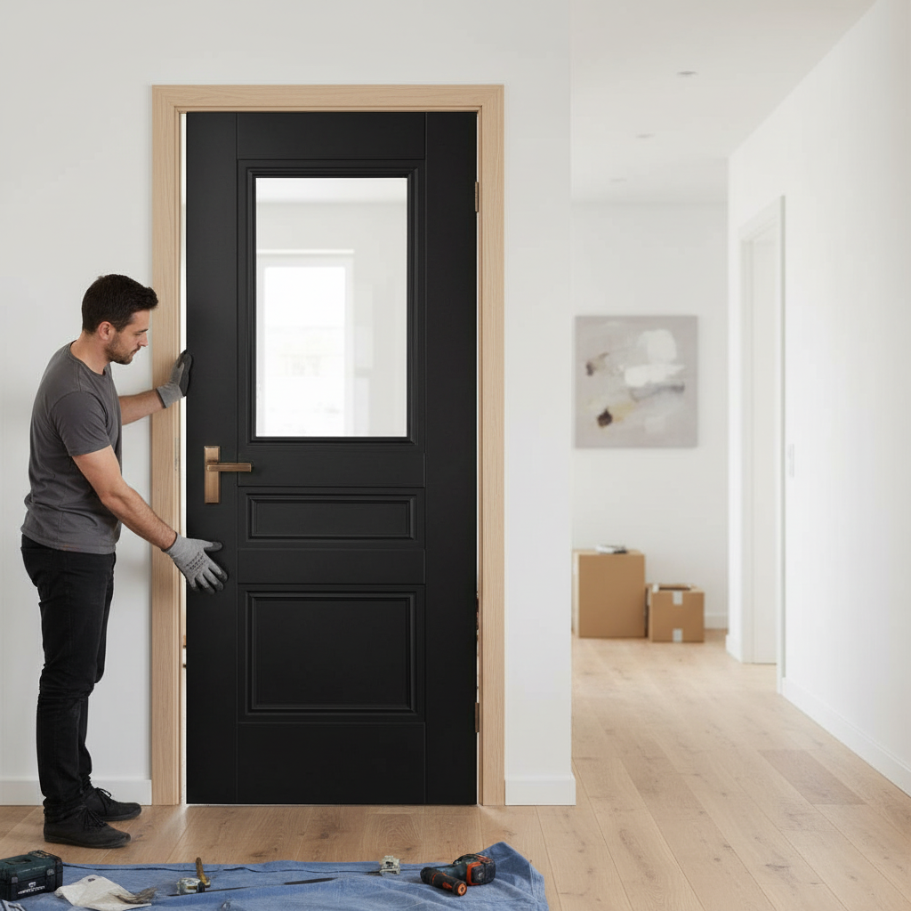 Premium Internal Fully Finished 2 Panel Door with Clear Glass for Modern Interiors
