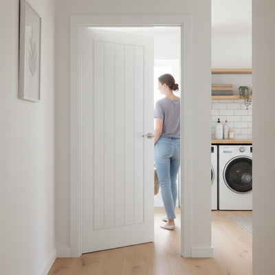 Internal Moulded Smooth Cottage 5 Panel Door - White Prim...