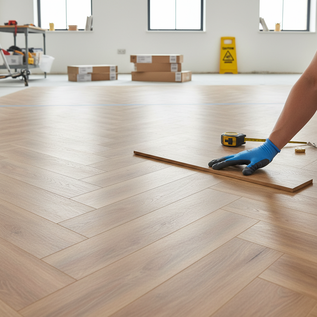 Premium SPC Herringbone Vinyl Flooring 5.5mm Rigid Core with Waterproof Surface and Built-In Underlay