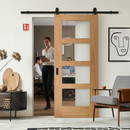 Internal Unfinished Shaker 4 Light Clear Glass Sliding Door