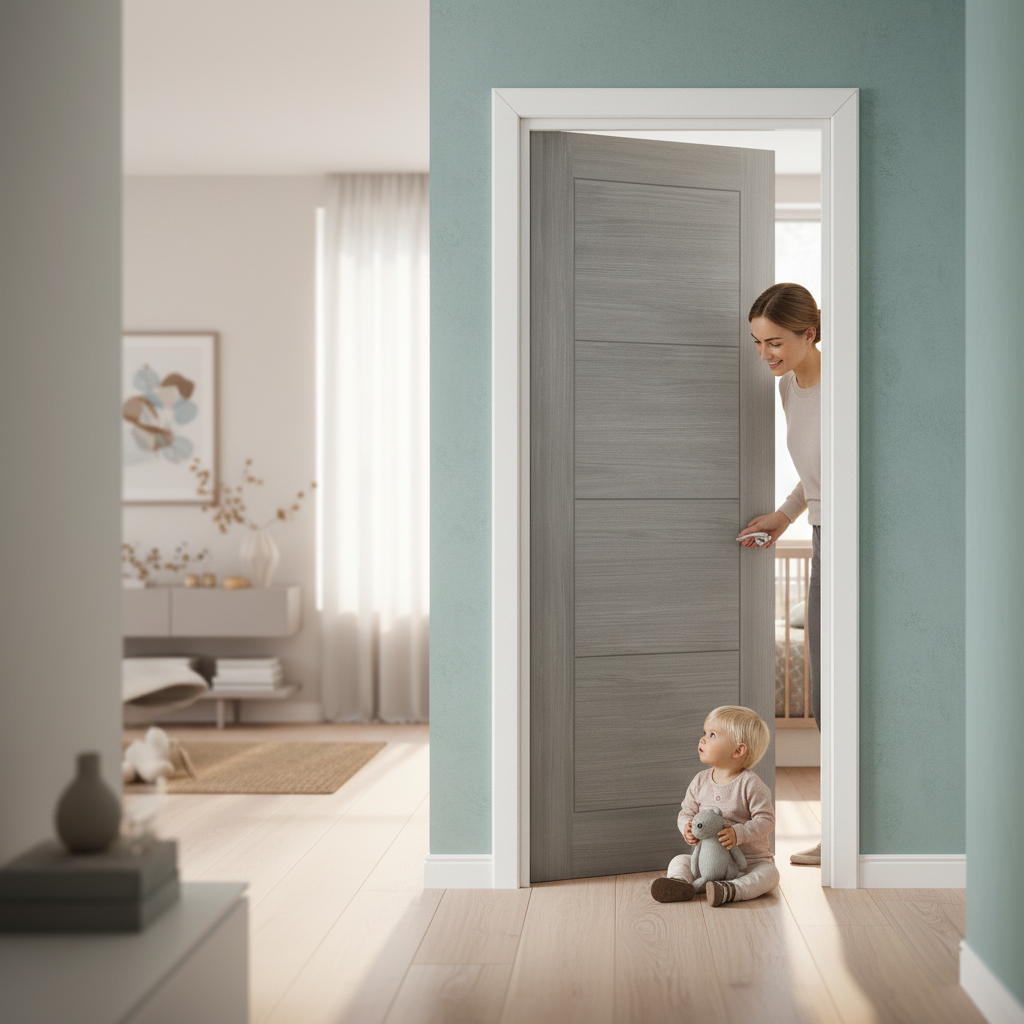Light Grey Fully Finished Internal Laminate Ladder Door