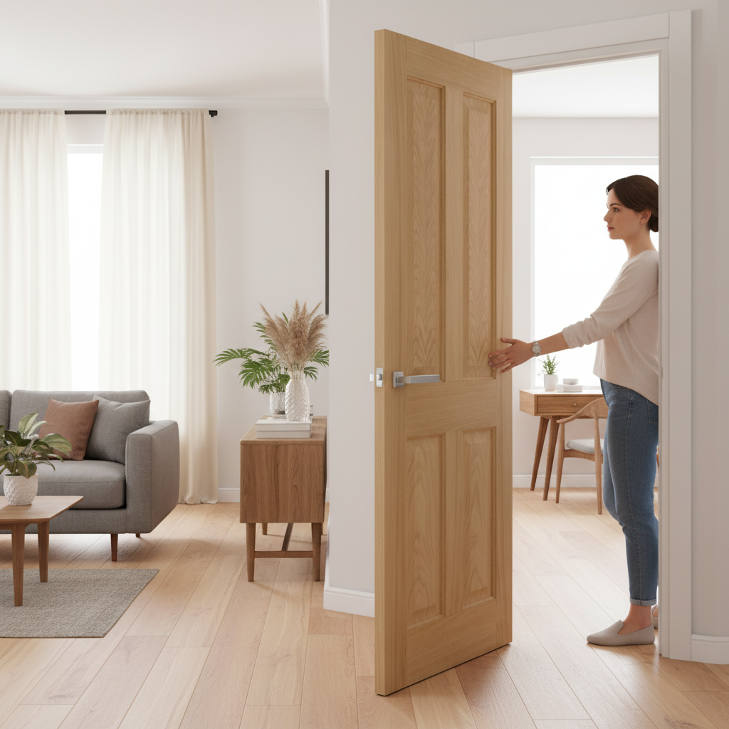 Premium Unfinished White Oak 4 Panel Internal Door - Classic Design with Solid Core Construction for Durability and Sound Insulation
