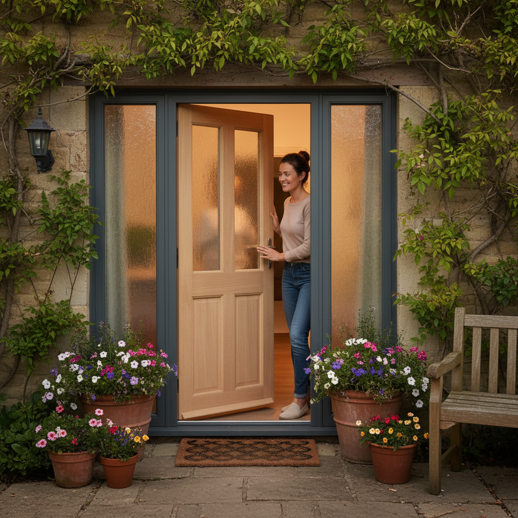 Unfinished Hardwood External Door with 4 Panels