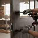 Matt Black Industrial Round Pull Handle Set | Magnetic Device | Door Handle