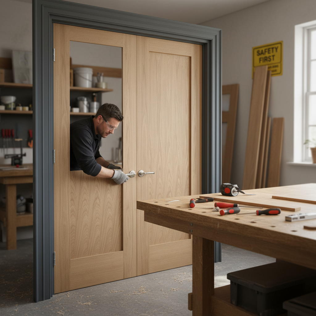 Internal Oak Unfinished Pattern 10 1 Panel Pair Door Set ...
