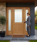 Premium Clear Glazed Oak Grand Entrance Door Set with Sidelights and Flat-Pack Frame for Modern Homes