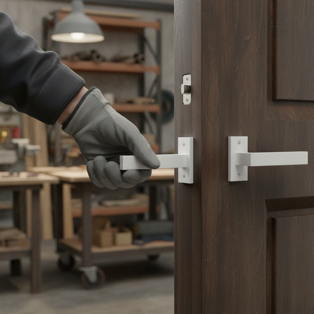 Square Rose Lever Door Handle Set - Matt White Finish wit...