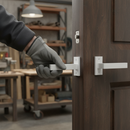 Square Rose Lever Door Handle Set - Matt White Finish wit...