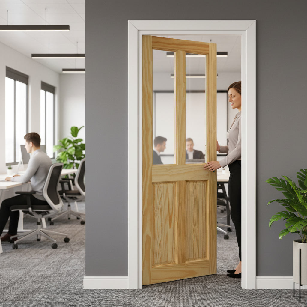 Unfinished Clear Pine Internal Door with Two Light Panels