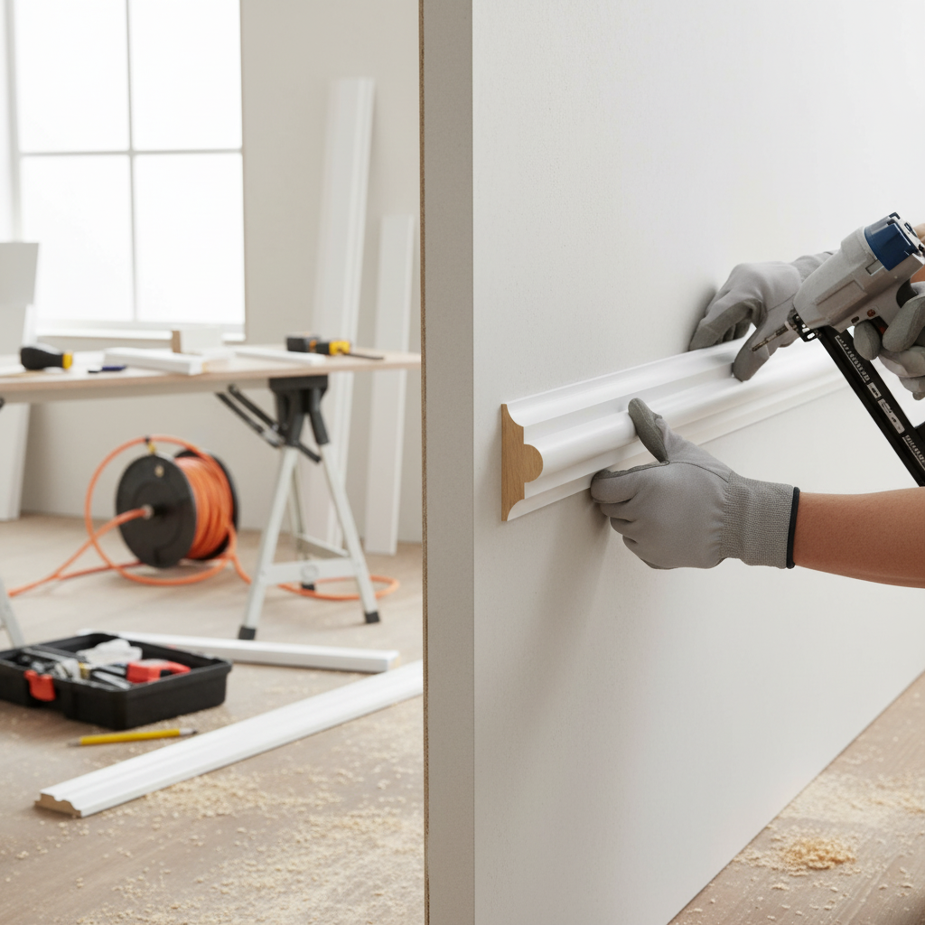 Premium White Painted Double Astragal Decorative Moulding 2.4m - 12mm x 34mm for Flooring Protection