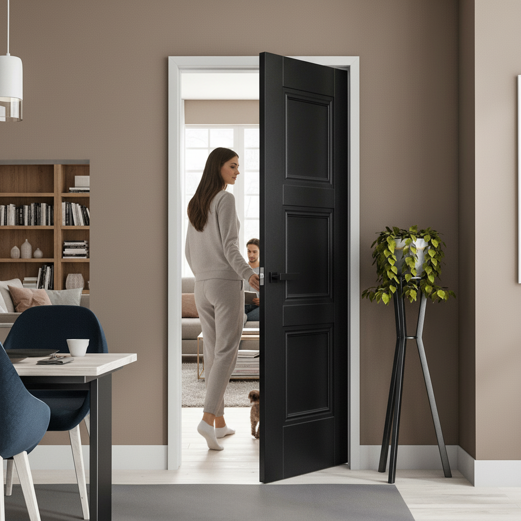 Premium Fully Finished Internal Elegance Door - Custom Made with Sleek Black Finish for Modern Spaces