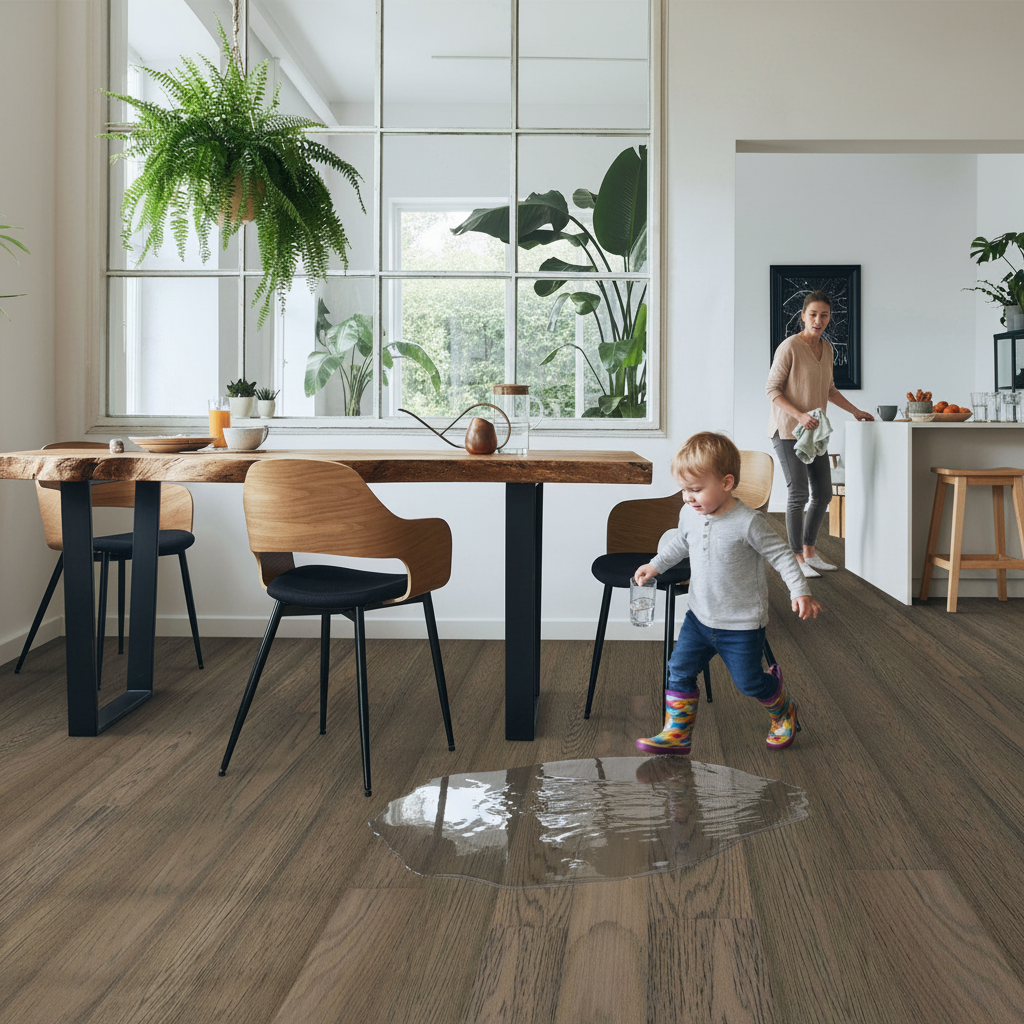 Premium Waterproof Engineered Real Wood Flooring - 7.5mm Solid Oak with UV Lacquer Finish and Click Installation