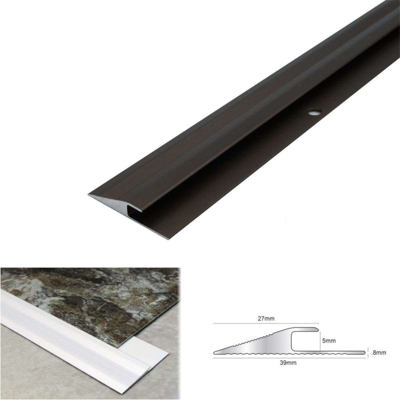 Premium Edge Profile Reducer Trim 2.7m Aluminium Threshold Bar Stylish Durable Quick & Easy Installation for Vinyl Flooring