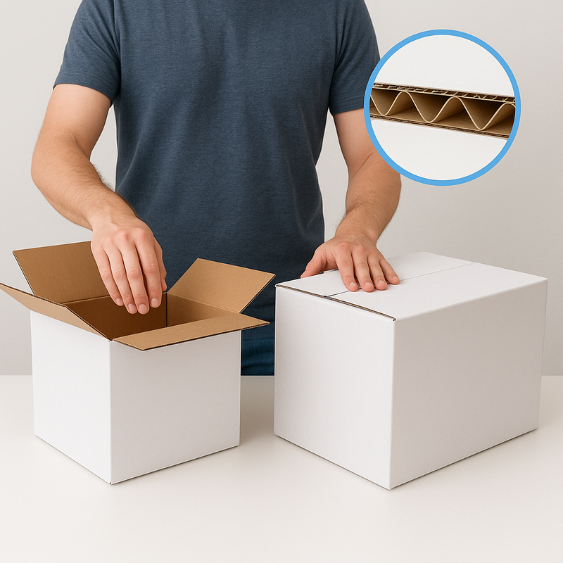 Medium Duty Single Wall White Cardboard Boxes Strong Versatile Packing Moving Cartons